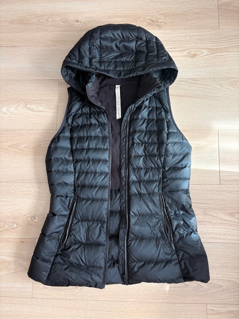 lululemon athletica Black Quilted Hooded Puffer Vest